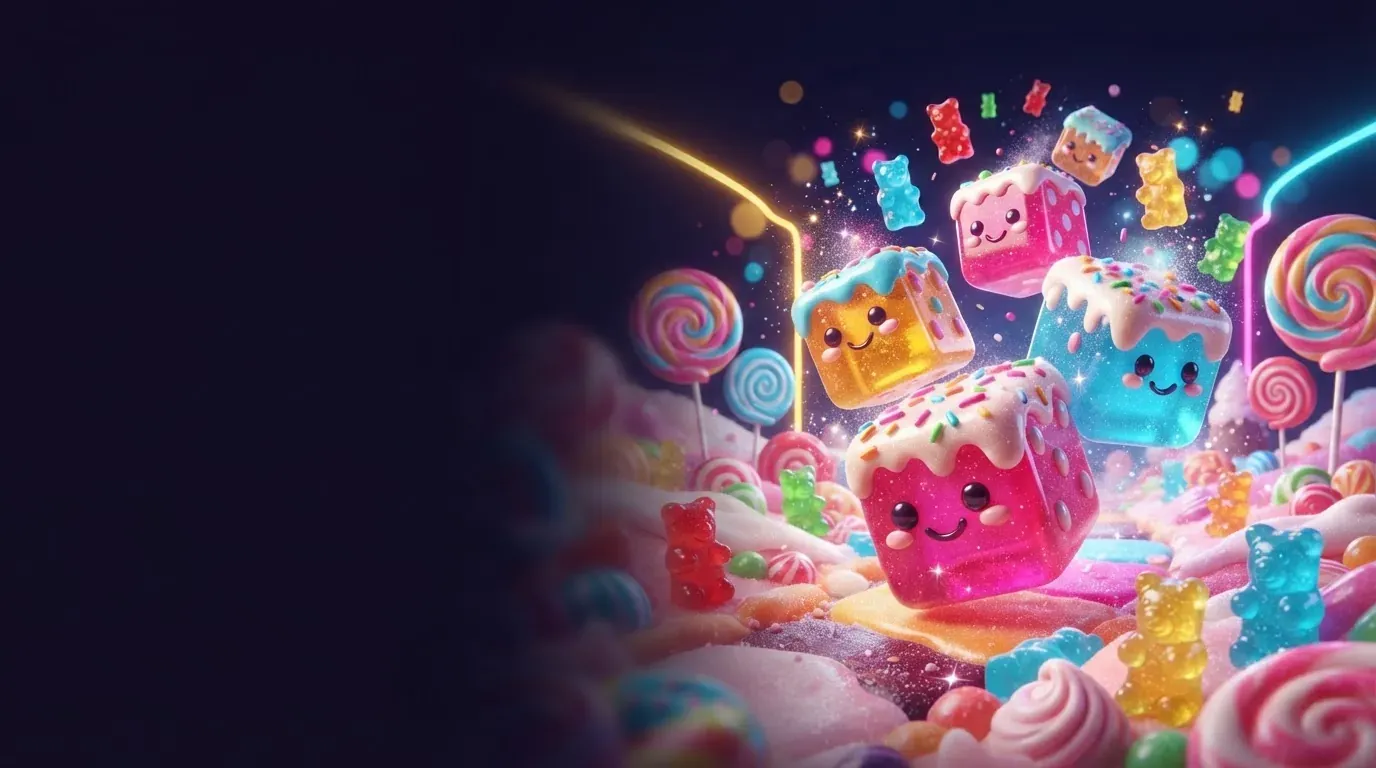 Sweet Bonanza Dice — иллюстрация к слоту Pragmatic Play (сладости, игральные кости)